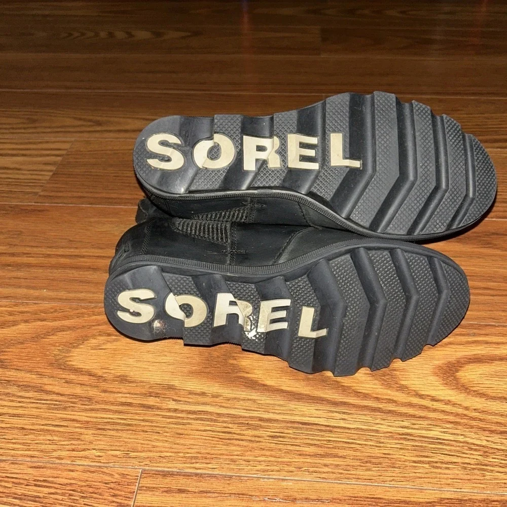 Sorel Women Joan Of Arctic Boot Size 7.5 Black Waterproof Chelsea Bootie Wedges